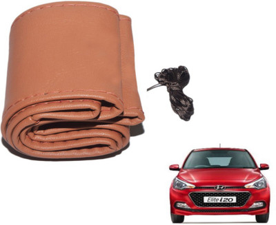 MOCKHE Hand Stiched Steering Cover For Hyundai Elite i20(Tan, Leatherite)
