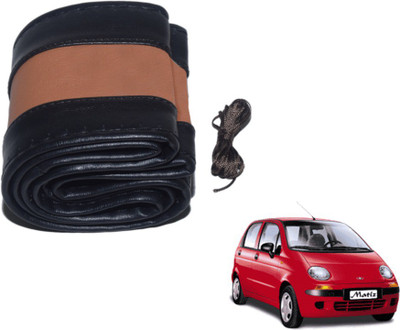 MOCKHE Hand Stiched Steering Cover For Daewoo Matiz(Black, Tan, Leatherite)