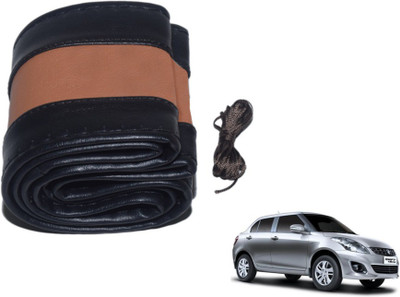MOCKHE Hand Stiched Steering Cover For Maruti New Dzire(Black, Tan, Leatherite)