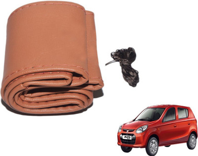 MOCKHE Hand Stiched Steering Cover For Maruti Alto 800(Tan, Leatherite)