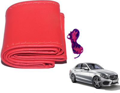 MOCKHE Hand Stiched Steering Cover For Mercedes Benz C-Class(Red, Leatherite)