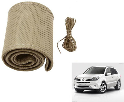 MOCKHE Hand Stiched Steering Cover For Renault Koleos(Beige, Leatherite)