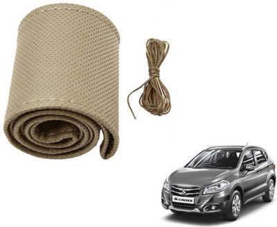 MOCKHE Hand Stiched Steering Cover For Maruti S-Cross(Beige, Leatherite)