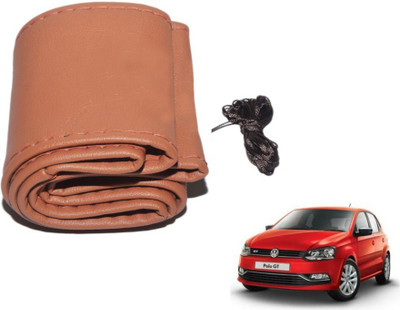 MOCKHE Hand Stiched Steering Cover For Volkswagen Polo GT(Tan, Leatherite)