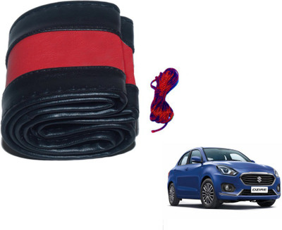 MOCKHE Hand Stiched Steering Cover For Maruti New Dzire(Black, Red, Leatherite)