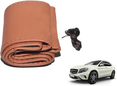 MOCKHE Hand Stiched Steering Cover For Mercedes Benz GLA-Class(Tan, Leatherite)