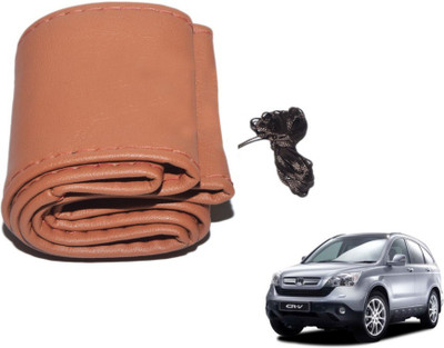 MOCKHE Hand Stiched Steering Cover For Honda CR-V(Tan, Leatherite)