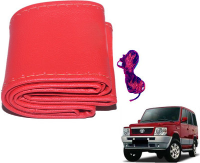 MOCKHE Hand Stiched Steering Cover For Tata Sumo(Red, Leatherite)