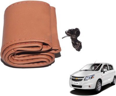 MOCKHE Hand Stiched Steering Cover For Chevrolet Sail UVA(Tan, Leatherite)