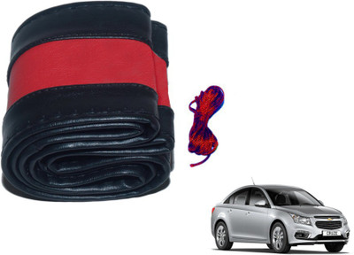 MOCKHE Hand Stiched Steering Cover For Chevrolet Cruze(Black, Red, Leatherite)