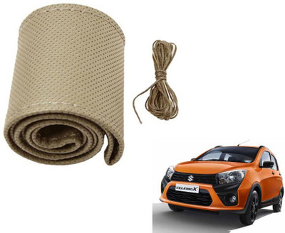MOCKHE Hand Stiched Steering Cover For Maruti Celerio(Beige, Leatherite)