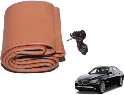MOCKHE Hand Stiched Steering Cover For BMW 7 Series(Tan, Leatherite)