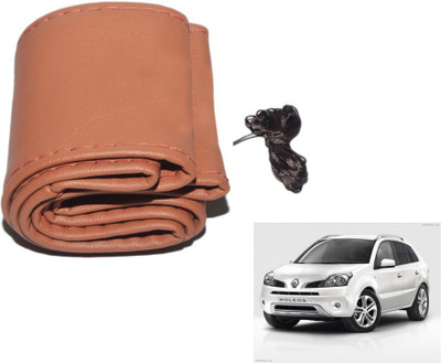 MOCKHE Hand Stiched Steering Cover For Renault Koleos(Tan, Leatherite)
