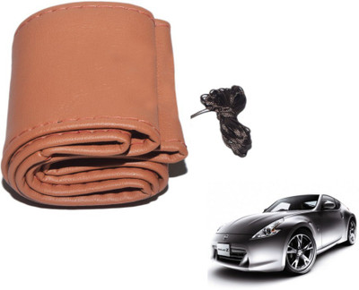 MOCKHE Hand Stiched Steering Cover For Nissan 370z(Tan, Leatherite)