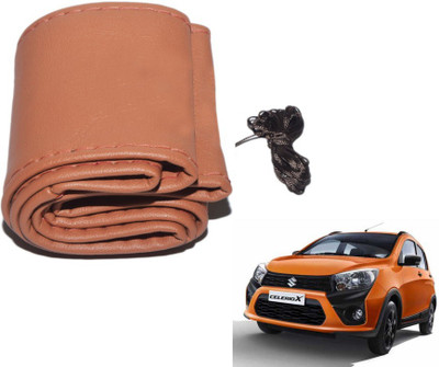 MOCKHE Hand Stiched Steering Cover For Maruti Celerio(Tan, Leatherite)