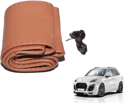 MOCKHE Hand Stiched Steering Cover For Porsche Cayenne(Tan, Leatherite)