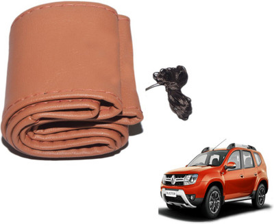 MOCKHE Hand Stiched Steering Cover For Renault Duster(Tan, Leatherite)
