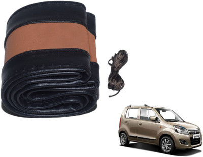 MOCKHE Hand Stiched Steering Cover For Maruti WagonR Stingray(Black, Tan, Leatherite)