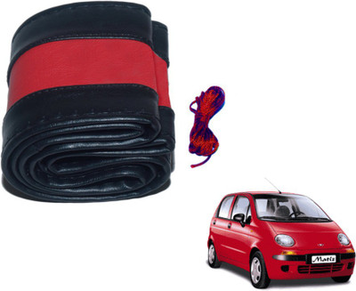 MOCKHE Hand Stiched Steering Cover For Daewoo Matiz(Black, Red, Leatherite)