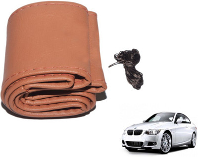 MOCKHE Hand Stiched Steering Cover For BMW 320D(Tan, Leatherite)
