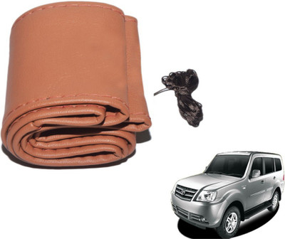 MOCKHE Hand Stiched Steering Cover For Tata Sumo Grand(Tan, Leatherite)