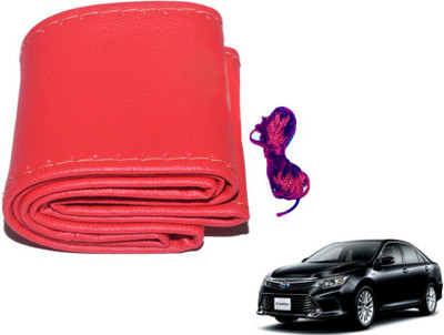 MOCKHE Hand Stiched Steering Cover For Toyota Camry(Red, Leatherite)