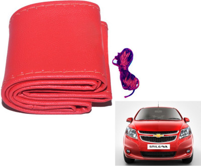 MOCKHE Hand Stiched Steering Cover For Chevrolet UVA(Red, Leatherite)