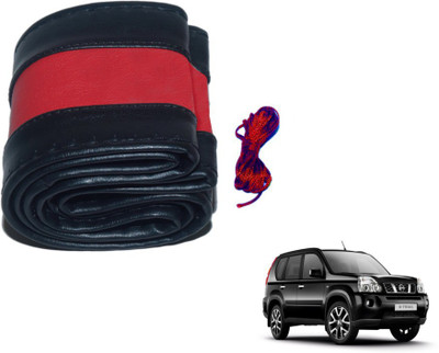 MOCKHE Hand Stiched Steering Cover For Nissan X-Trail(Black, Red, Leatherite)