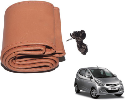 MOCKHE Hand Stiched Steering Cover For Hyundai Eon(Tan, Leatherite)