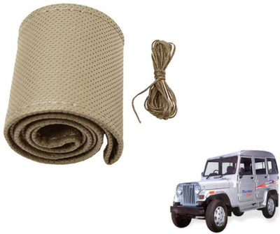 MOCKHE Hand Stiched Steering Cover For Mahindra Marshal(Beige, Leatherite)
