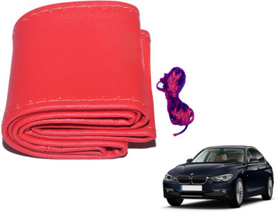 MOCKHE Hand Stiched Steering Cover For BMW 520d(Red, Leatherite)