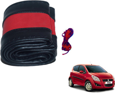 MOCKHE Hand Stiched Steering Cover For Maruti Ritz(Black, Red, Leatherite)