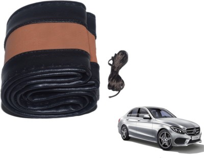 MOCKHE Hand Stiched Steering Cover For Mercedes Benz C-Class(Black, Tan, Leatherite)