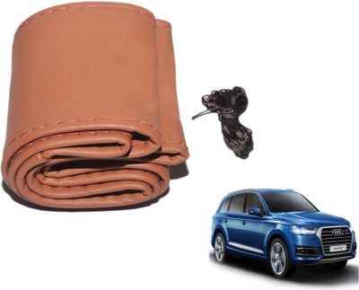 MOCKHE Hand Stiched Steering Cover For Audi Q7(Tan, Leatherite)