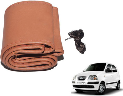MOCKHE Hand Stiched Steering Cover For Hyundai Santro Xing(Tan, Leatherite)