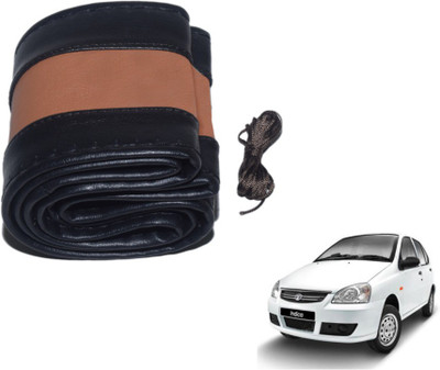 MOCKHE Hand Stiched Steering Cover For Tata Indica(Black, Tan, Leatherite)