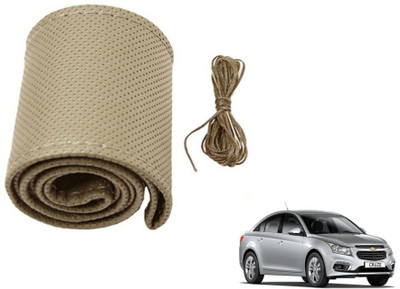 MOCKHE Hand Stiched Steering Cover For Chevrolet Cruze(Beige, Leatherite)