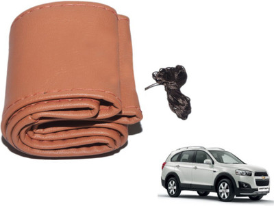 MOCKHE Hand Stiched Steering Cover For Chevrolet Captiva(Tan, Leatherite)