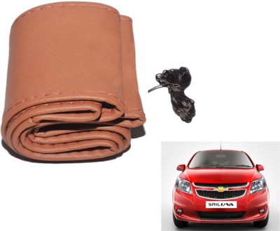 MOCKHE Hand Stiched Steering Cover For Chevrolet UVA(Tan, Leatherite)