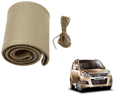 MOCKHE Hand Stiched Steering Cover For Maruti WagonR(Beige, Leatherite)