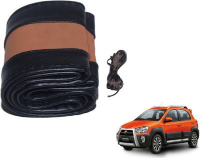 MOCKHE Hand Stiched Steering Cover For Toyota Etios Cross(Black, Tan, Leatherite)
