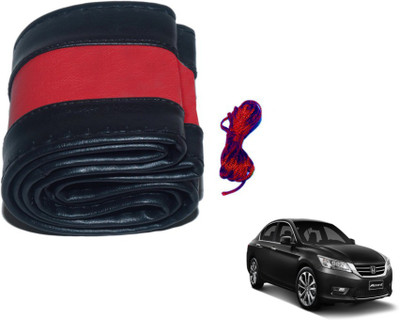 MOCKHE Hand Stiched Steering Cover For Honda Accord(Black, Red, Leatherite)
