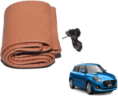 MOCKHE Hand Stiched Steering Cover For Maruti New Swift(Tan, Leatherite)