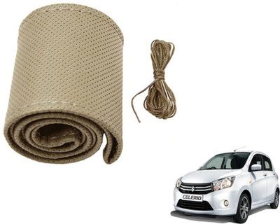 MOCKHE Hand Stiched Steering Cover For Maruti Celerio(Beige, Leatherite)