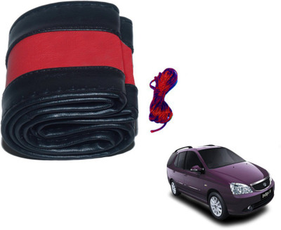 MOCKHE Hand Stiched Steering Cover For Tata Indigo Marina(Black, Red, Leatherite)