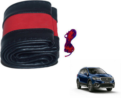 MOCKHE Hand Stiched Steering Cover For Maruti S-Cross(Black, Red, Leatherite)