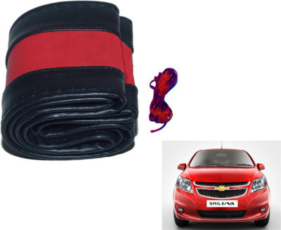 MOCKHE Hand Stiched Steering Cover For Chevrolet UVA(Black, Red, Leatherite)