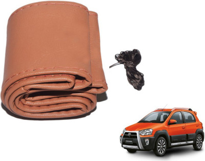 MOCKHE Hand Stiched Steering Cover For Toyota Etios Cross(Tan, Leatherite)