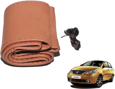 MOCKHE Hand Stiched Steering Cover For Tata Manza(Tan, Leatherite)
