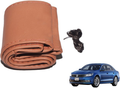 MOCKHE Hand Stiched Steering Cover For Volkswagen Passat(Tan, Leatherite)